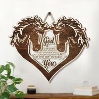 Thumbnail for God Blessed The Broken Road Couple Horse Shaped Wood Sign E