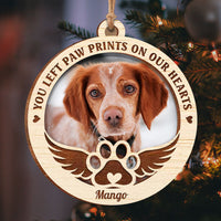 Thumbnail for You Left Paw Prints Pet Photo Memorial Layered Wood Ornament AE