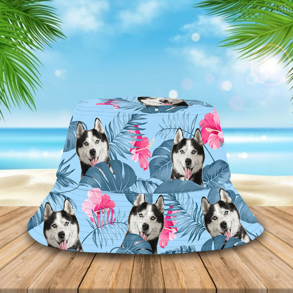 Custom Pet Face Hawaiian Bucket Hat, Dog Lover Gift AI