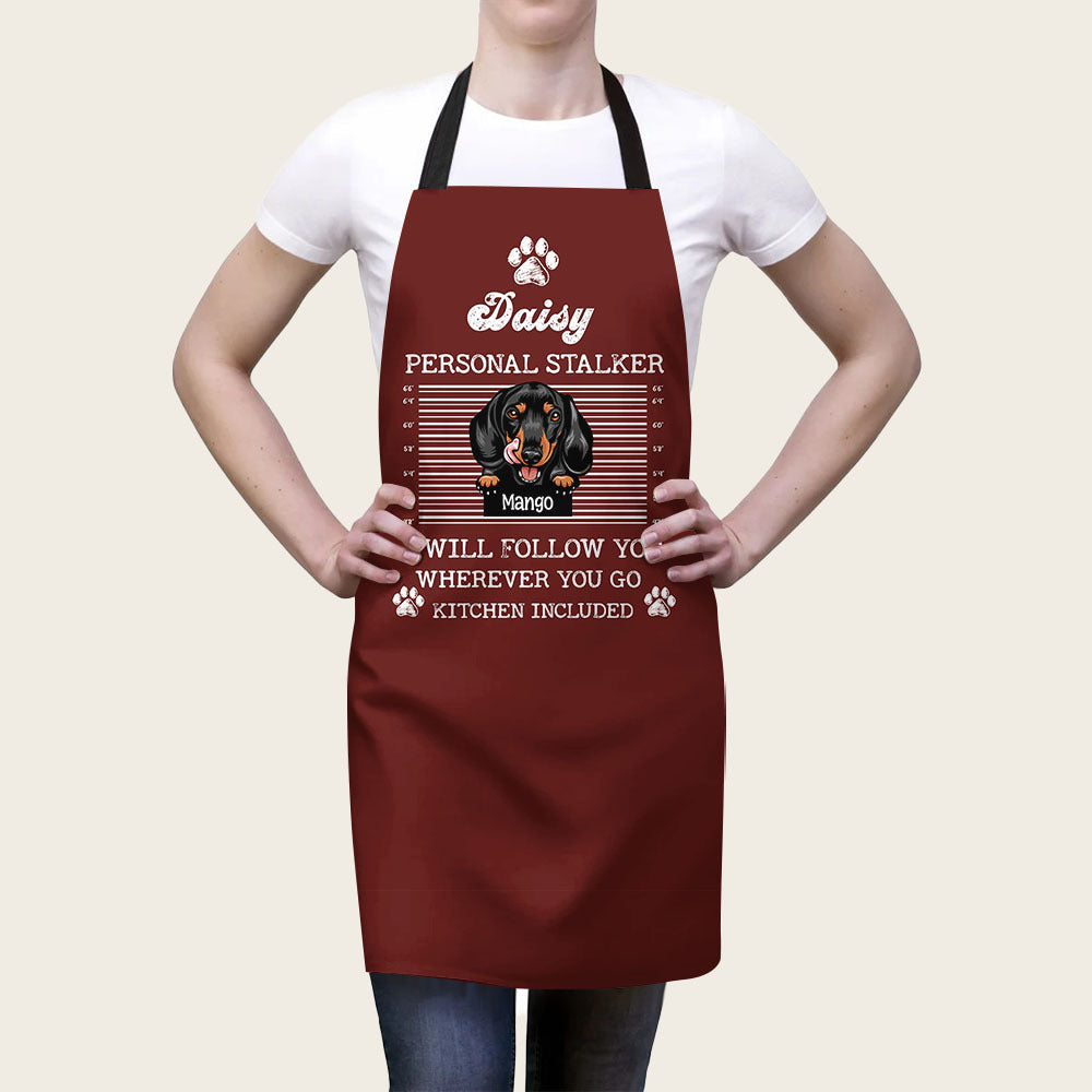 Personalized Personal Stalker Dog Will Follow Dog Mom Apron, Gift For Cooking Lover AI