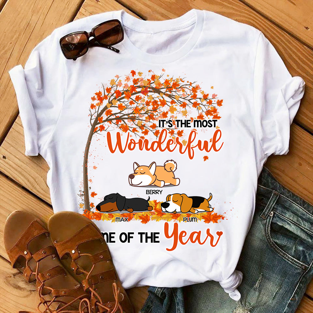 Personalized Time Of The Year Dog Fall T-shirt, DIY Dog Gift CustomCat