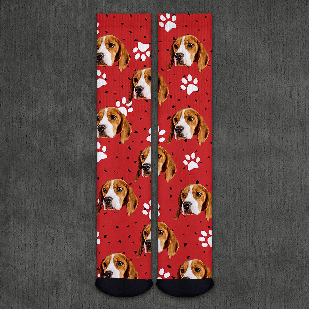 Custom Pet Face Cutout Photo Christmas Socks, Christmas Gift YHN-THUY