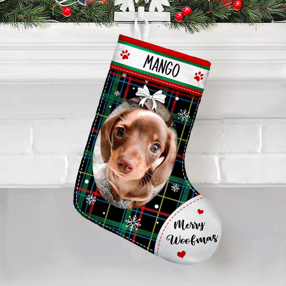 Merry Woofmas & Meowy Christmas Pet Photo Christmas Stocking AB