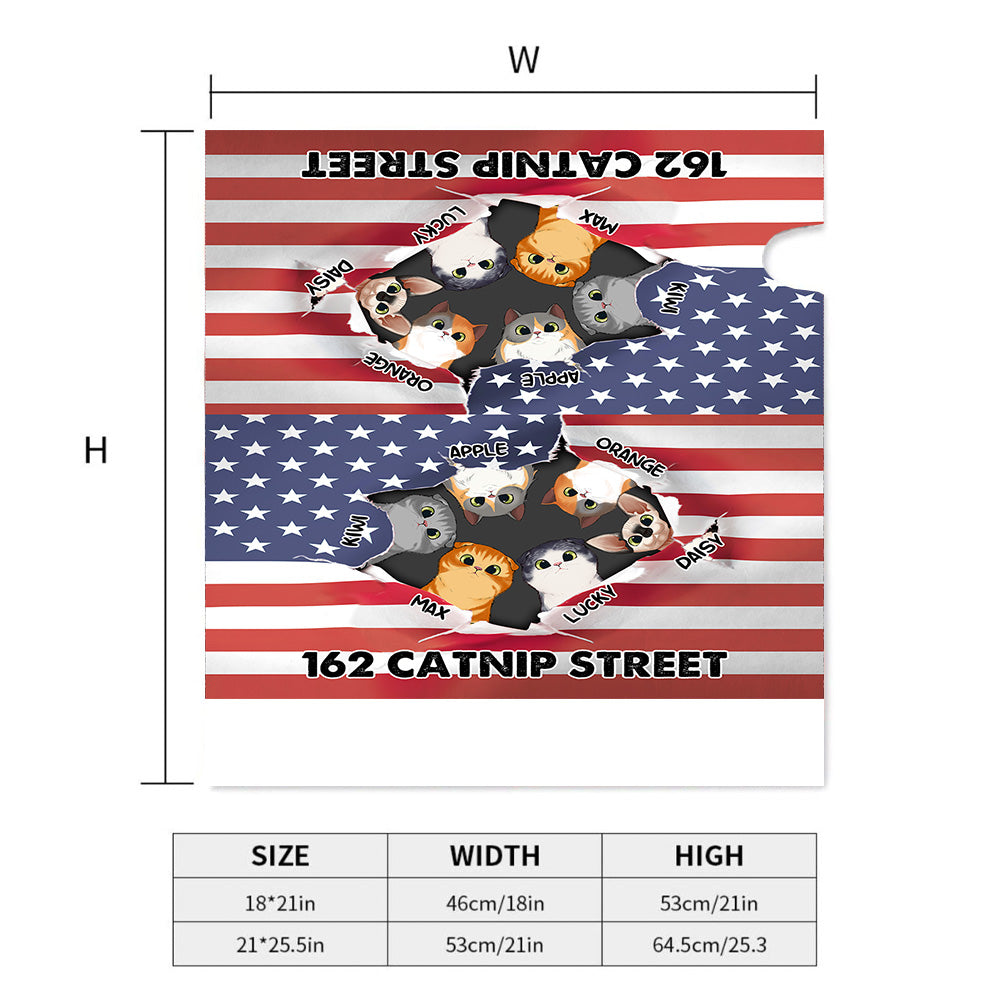 Cats Opened Patriotic Address House Magnetic Mailbox Cover, Personalized Gift For Cat Lovers AF