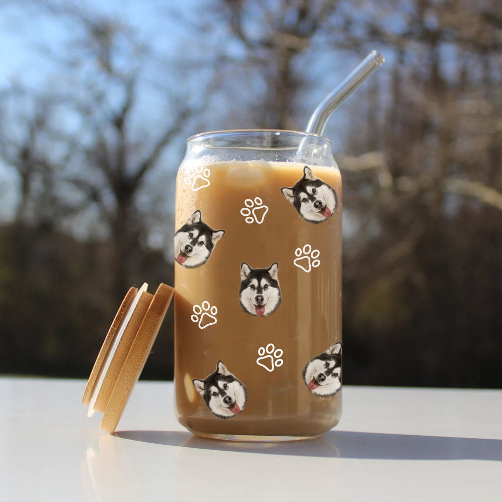 Smiley Face Glass  Iced Coffee Cup 16Oz Can Glass Cocktail Custom