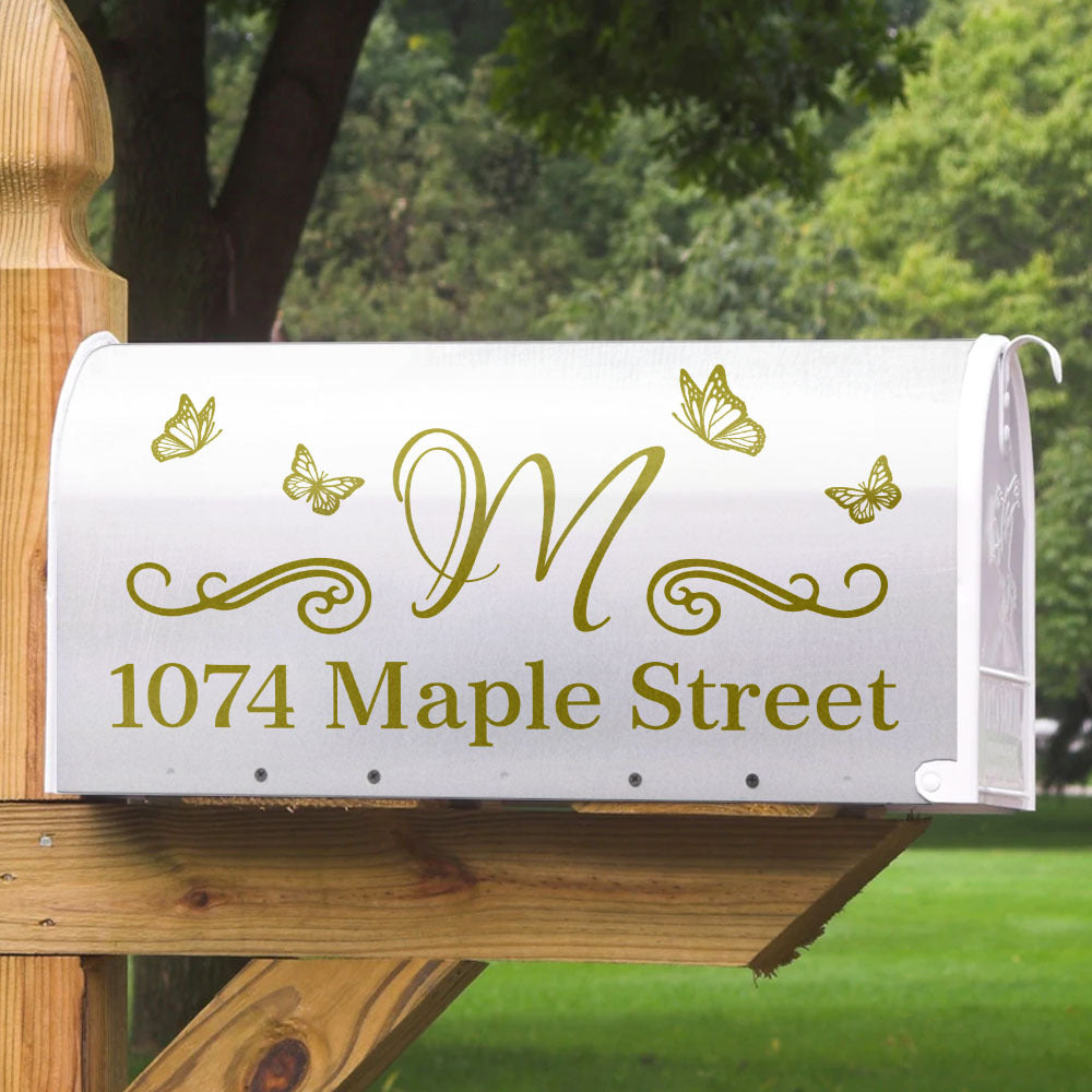 Butterflies Address Mailbox Cover, Mailbox Numbers Decals AF
