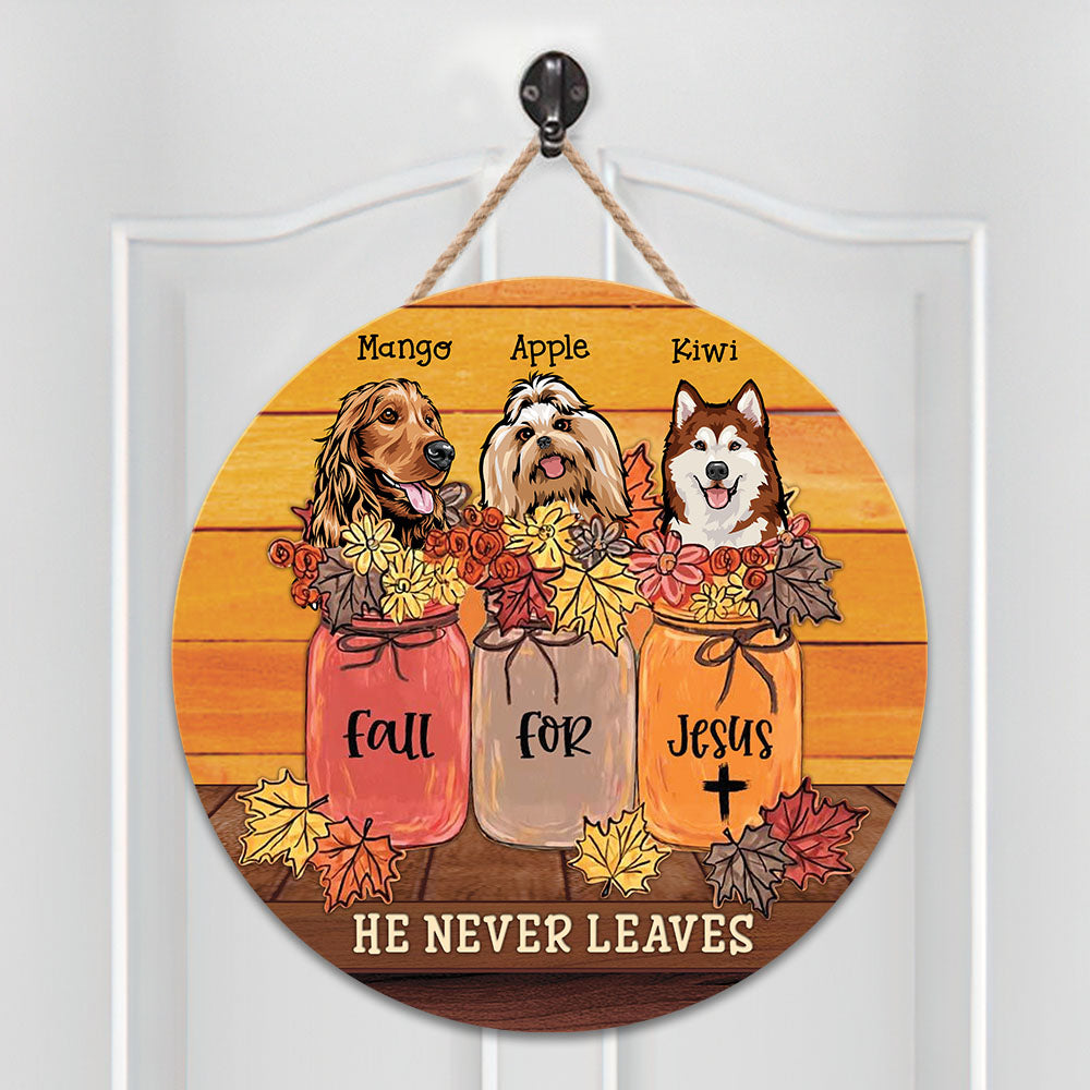 Fall for Jesus Dog Door Sign, Wooden Home Decor Gift Z