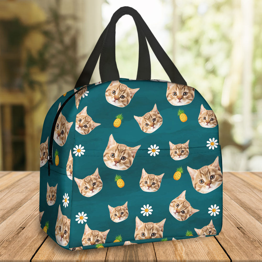Custom Funny Dog Cat Face With Foods Lunch Bag, Pet Lover Gift AI