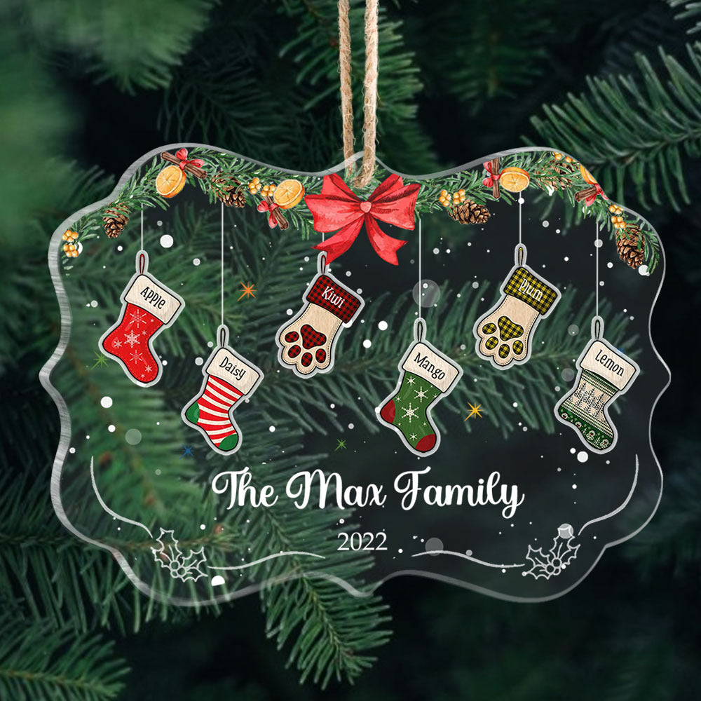 Custom Christmas Stockings Hanging Family Printed Acrylic Ornament, Christmas Gift AE