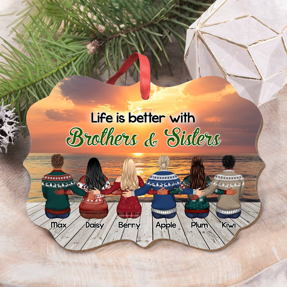 Personalized Family Members Brother Sister MDF Ornament AE