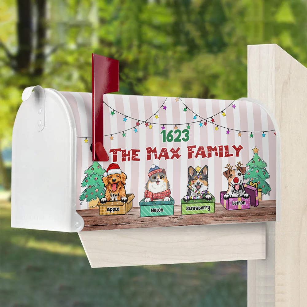 Custom Naughty Cats And Dogs Christmas Mailbox Cover, Christmas Gift AF