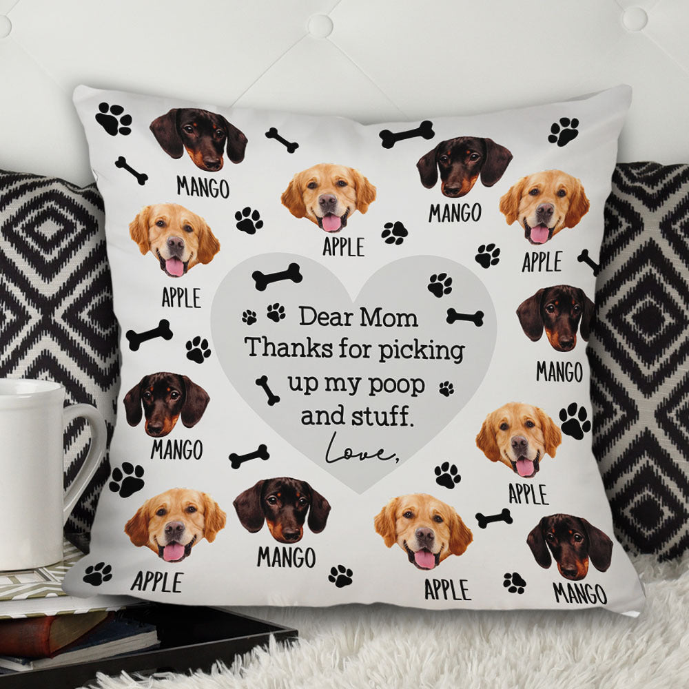 Personalized Pet Face Dog Funny Letter To Dog Mom Dad Pillow, Gift For Pet Lover AD