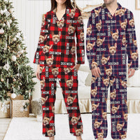 Thumbnail for Custom Photo Buffalo Plaid Pet Pajamas Set, Pet Lover Gift AB