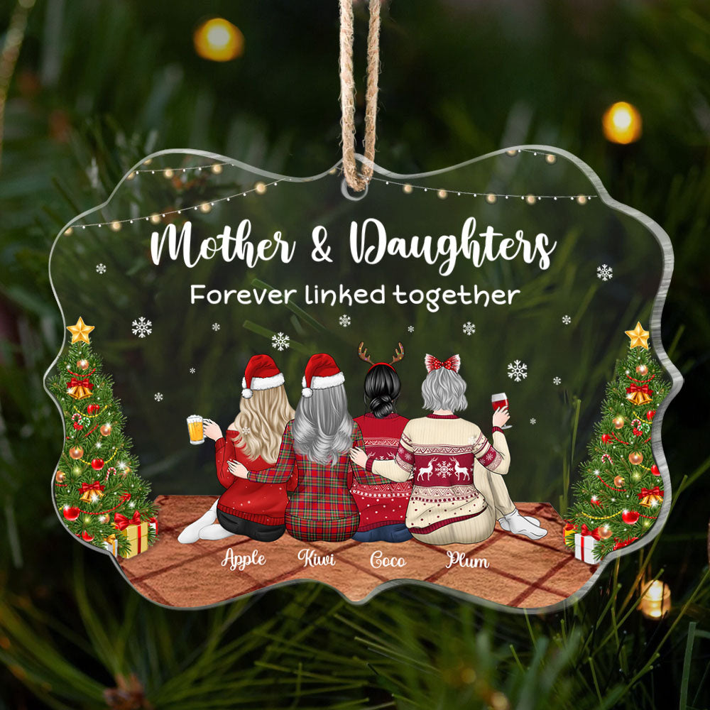 Mother & Daughters Forever Linked Together Printed Acrylic Ornament AE