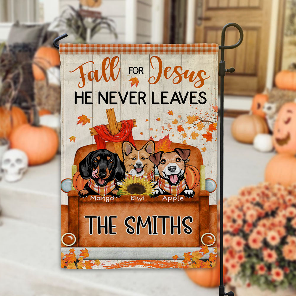 Fall For Jesus Dog Pumpkin Garden Flag, Autumn Decor AD