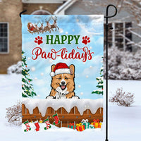 Thumbnail for Happy Pawlidays Dog Cat Garden Flag, Winter Flag, Christmas Gift For Pet Lovers AD