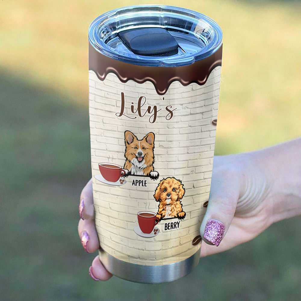 Personalized Dog Mom Need Coffee Peopley Outside Steel Tumbler, Best Gift for Dog Lovers AA