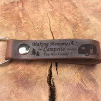Thumbnail for Custom Happy Camper Camping Leather Keychain, Gift For Camper AZ