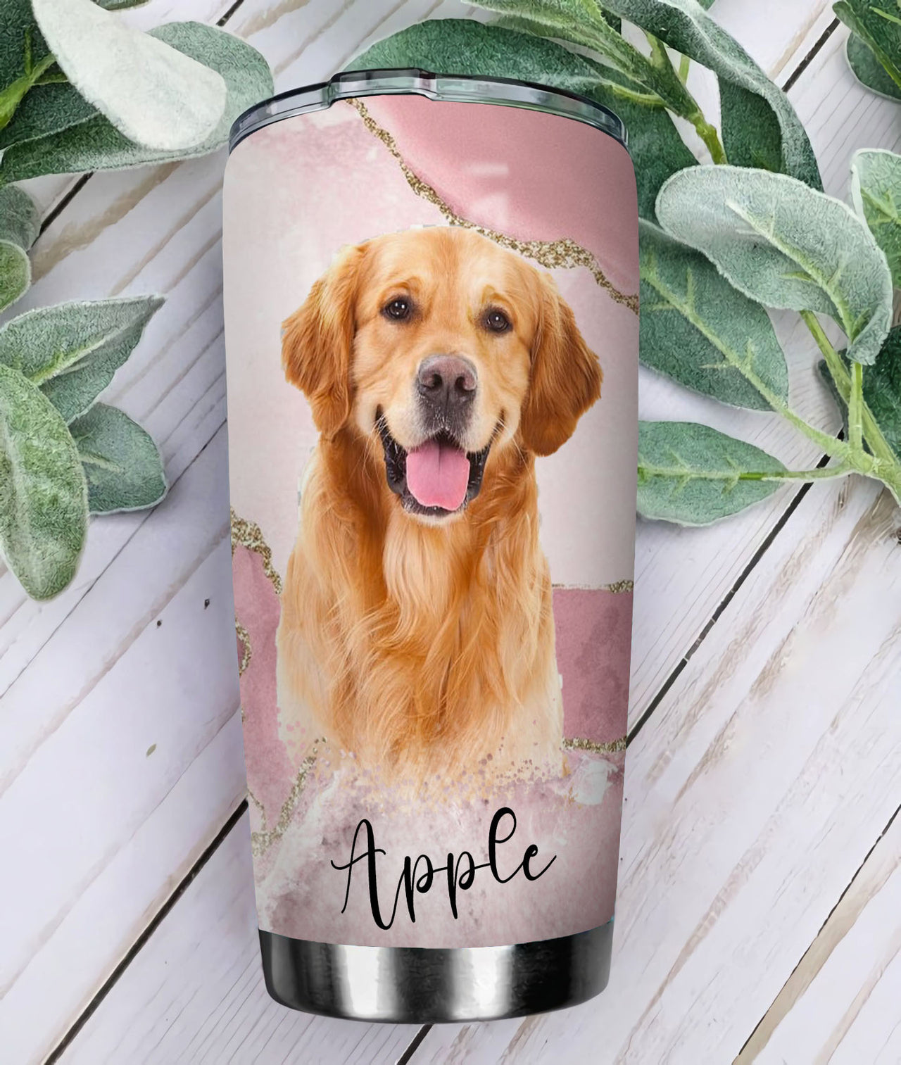 Pet Portrait Photo With Name Marble Tumbler, Pet Lover Gift, Gift For Friends AA