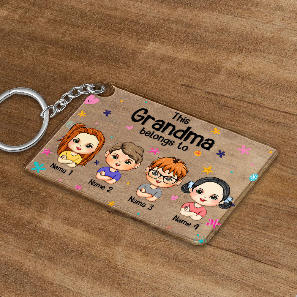 Personalized This Grandma Belongs To Acrylic Keychain, Gift For Grandma JonxiFon