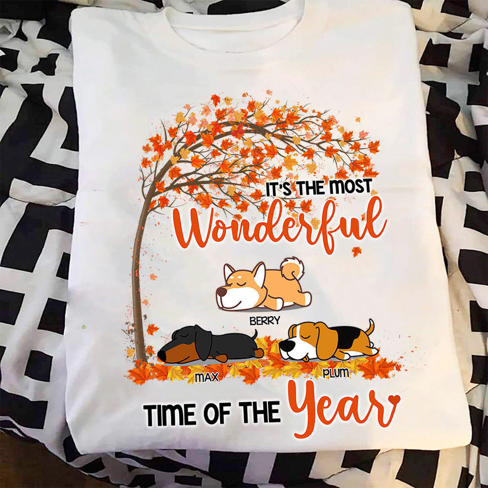 Personalized Time Of The Year Dog Fall T-shirt, DIY Dog Gift CustomCat