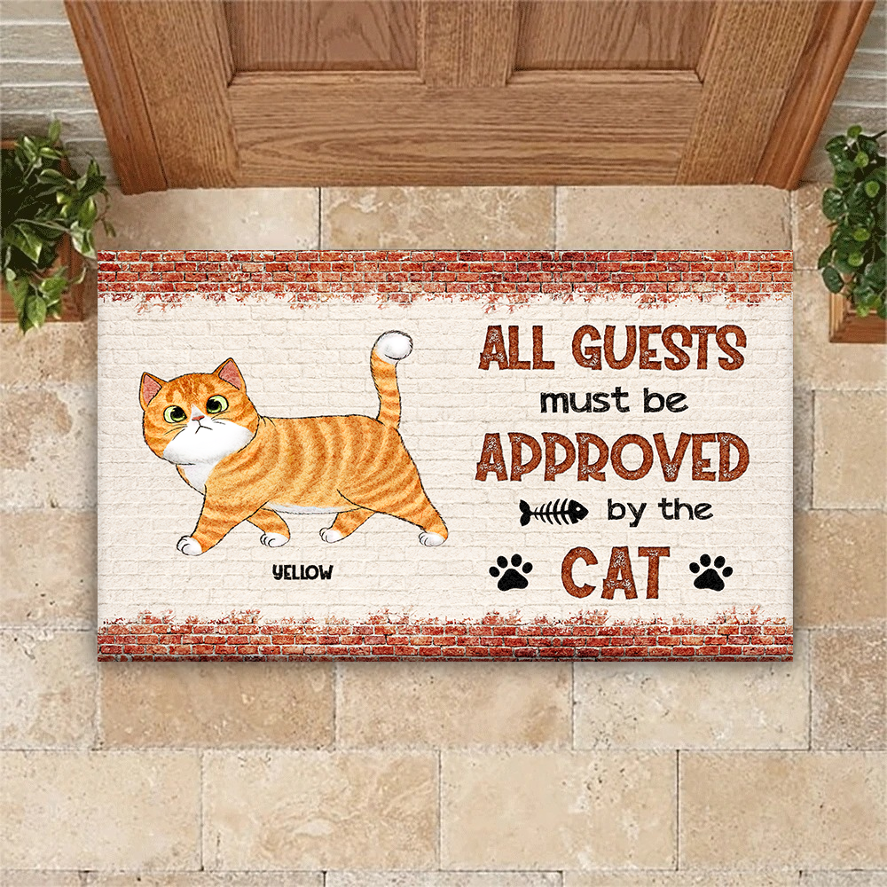 Personalized All Guests Be Approved By Cats House Doormat, Decor Gift For Cat Lover AB