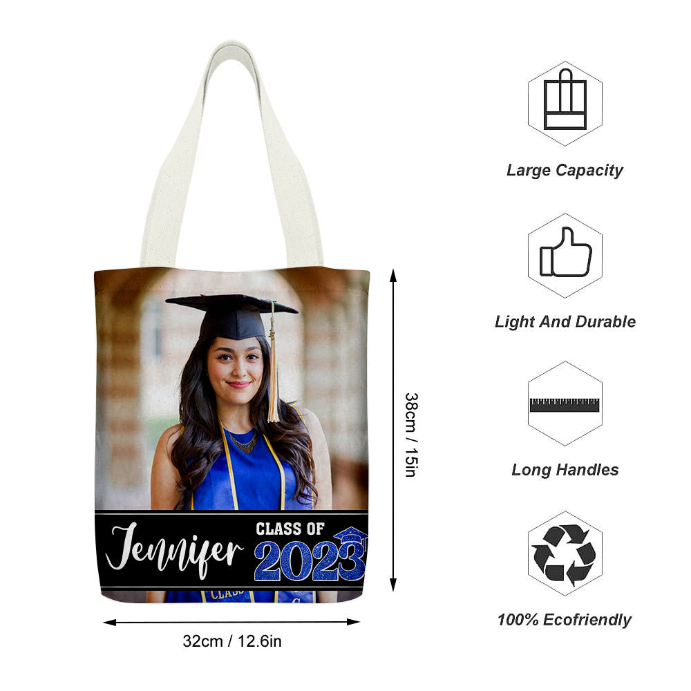 Personalized Senior 2023 Photo Graduation tote bag, Graduate Gift JonxiFon