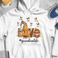 Thumbnail for Personalized Love Butterfly Mom Grandma Life Scarecrow T-shirt, Custom Family Gifts CustomCat