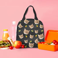 Thumbnail for Custom Funny Dog Cat Face With Foods Lunch Bag, Pet Lover Gift AI