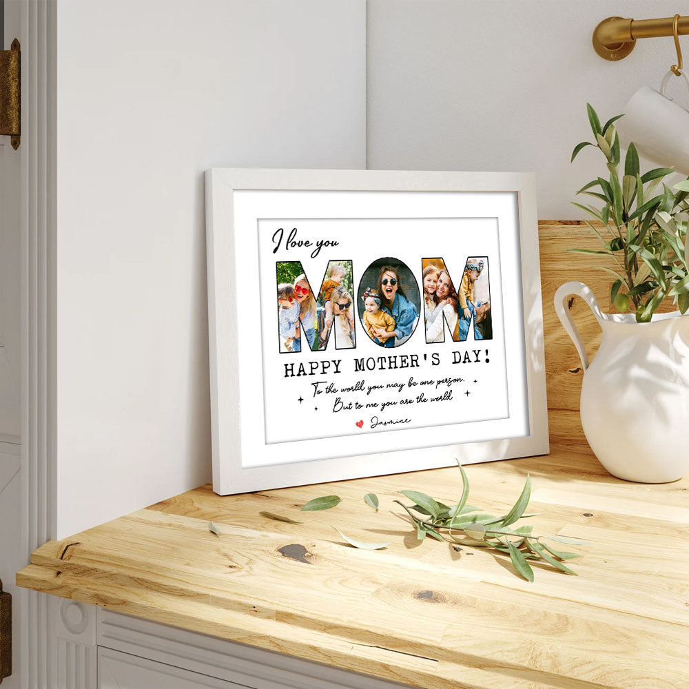 Custom We Love You Mom Photo Collage Picture Frame, Gift For Mom/Grandma AA