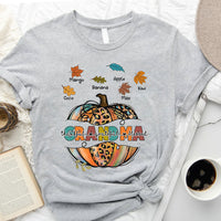 Thumbnail for Personalized Thankful Grateful Blessed Pumpkin Mom Grandma Fall T-shirt, Custom Family Gifts CustomCat