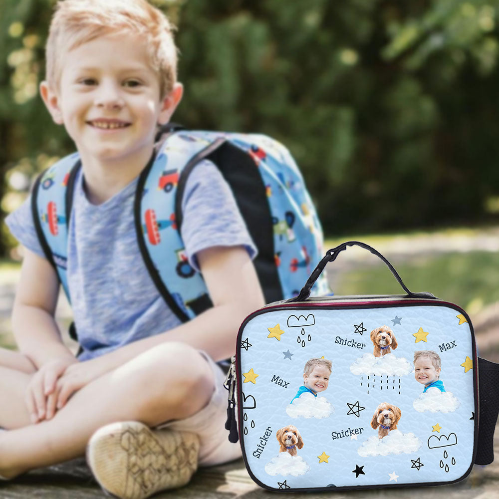 Custom Photo Leather Lunch Bag For Kids, Dog Lover Gift AI