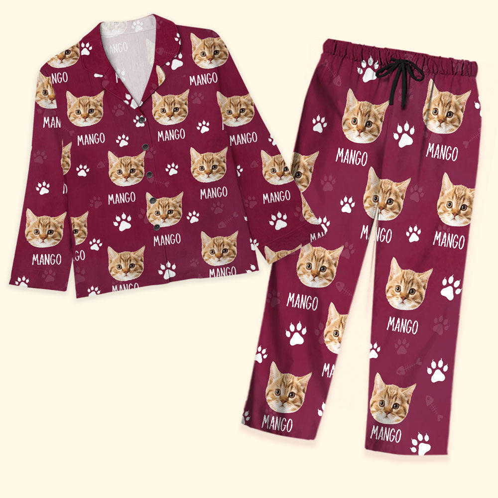 Custom Paws With Dog Cat Photo Pajamas Set, Pet Lover Gift AB