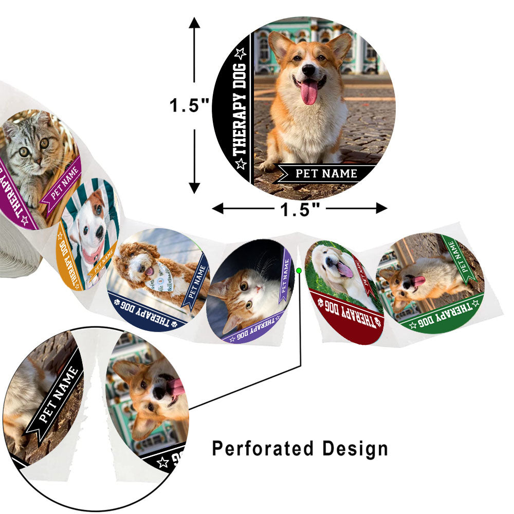 Personalized Dog Photo Perforated Roll Stickers, Therapy Dog Labels JonxiFon