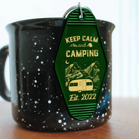 Thumbnail for Custom Happy Camper Camping Vintage Motel Keychain, Gift For Camper JonxiFon