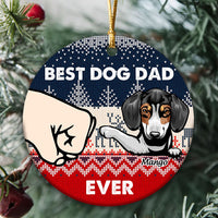 Thumbnail for Personalized Best Dog Dad Ever Christmas Ceramic Ornament, Personalized Decorative Ornament AE