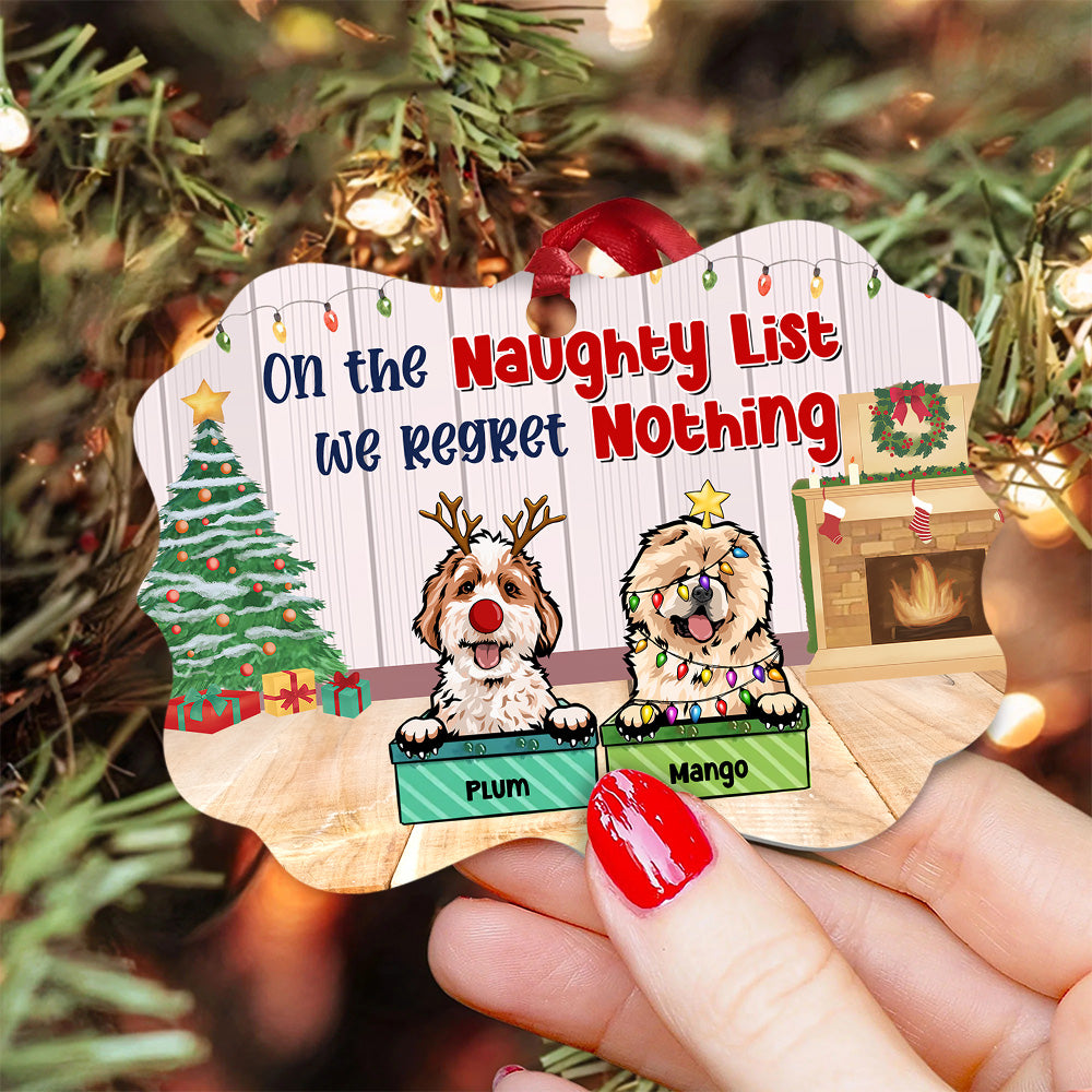 On The Naughty List Personalized Dog Christmas MDF Ornament, Customized Holiday Ornament AE