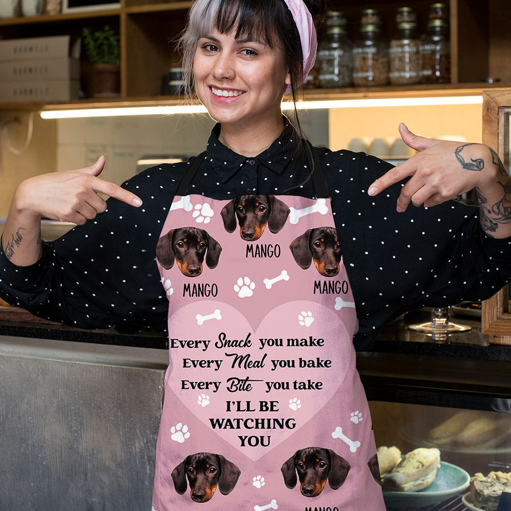 Personalized I'll Be Watching You Dog Cat Face Apron, Gift For Cooking Lover AI