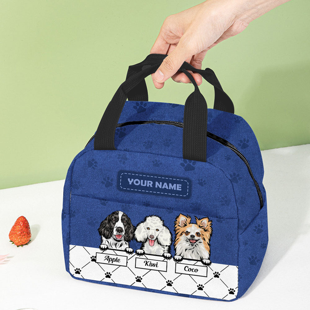 Personalized Dog Leather Pattern Lunch Bag, Gift For Dog Lovers AI