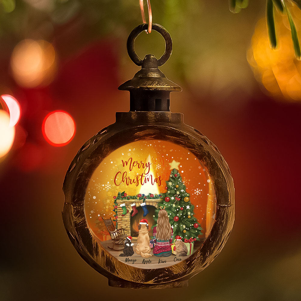 Custom A Girl & Her Pets Christmas LED Light Ornament, Christmas Gift AE