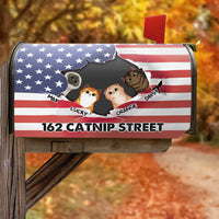 Thumbnail for Cats Opened Patriotic Address House Magnetic Mailbox Cover, Personalized Gift For Cat Lovers AF