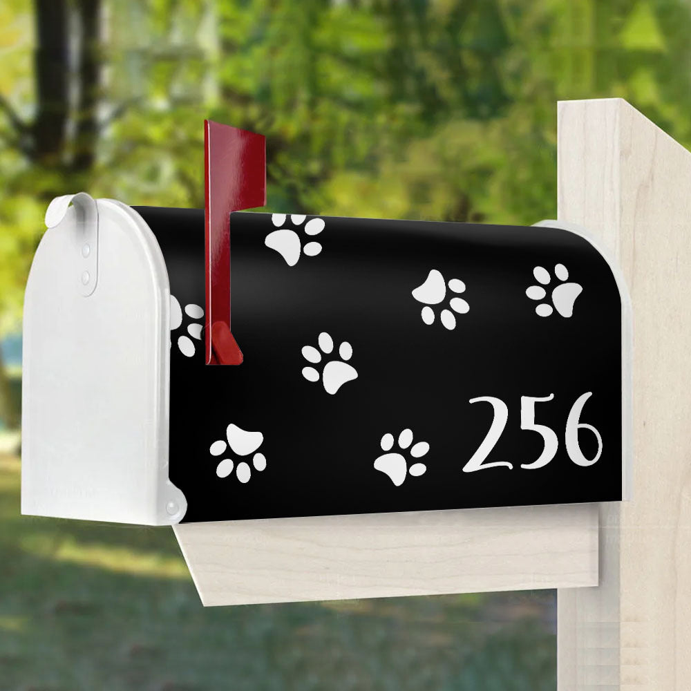 Paw Prints With Photo House Number Mailbox Cover, Pet Lover Gift AF