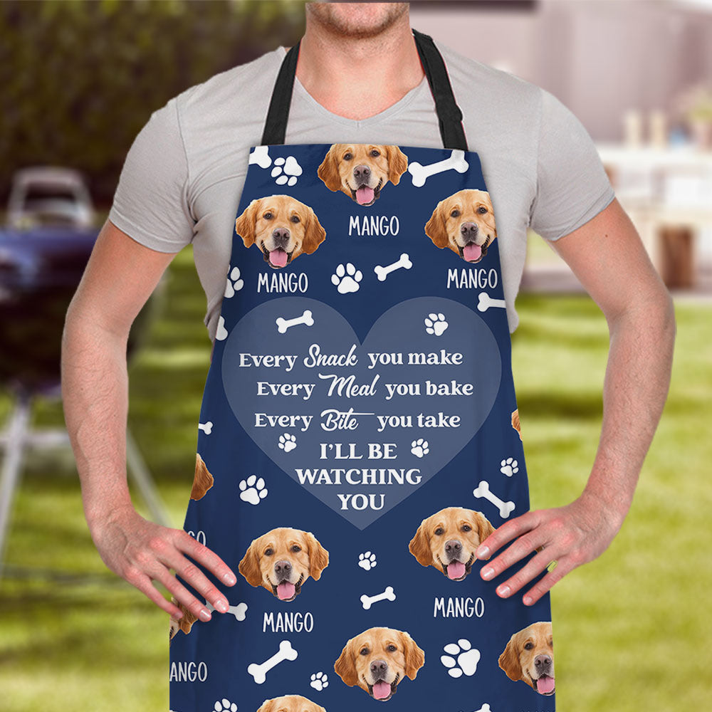 Personalized I'll Be Watching You Dog Cat Face Apron, Gift For Cooking Lover AI