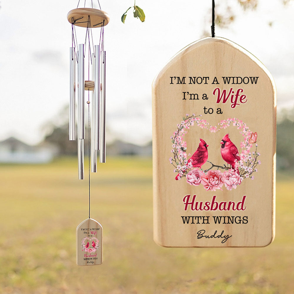 Personalized I'm A Wife With A Wing Memorial Cardinal Wind Chime, Sympathy Gift For Widow AZ