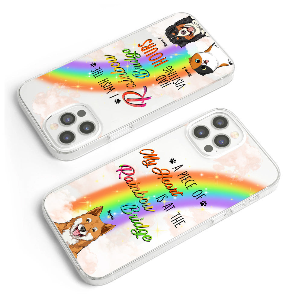 Personalized I Wish The Rainbow Memorial Dog Cat Clear Phone Case, Memorial Gift AA