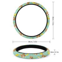 Thumbnail for Custom Avocado Pattern With Face Dog Cat Car Steering Wheel Cover, Pet Lover Gift JonxiFon