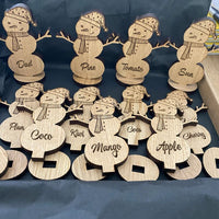 Thumbnail for Christmas Personalised Wooden Snowman Table Decorations Place Names, Christmas Gift For Friends YHN-THUY
