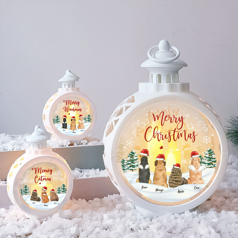 Custom Dog Cat In Winter Christmas LED Light Ornament, Christmas Gift AE