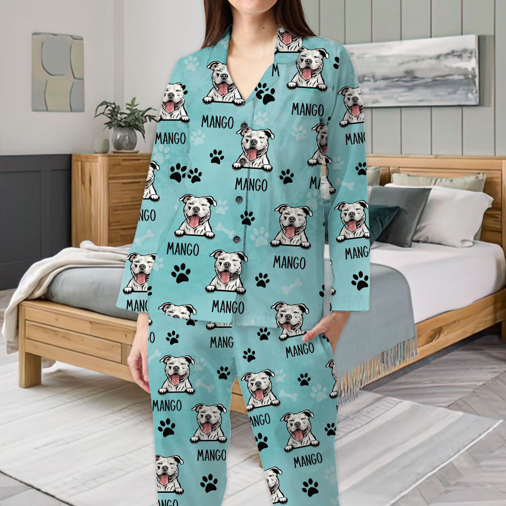 Custom Dog Cat Clipart With Name Pajamas Set, Pet Lover Gift AB