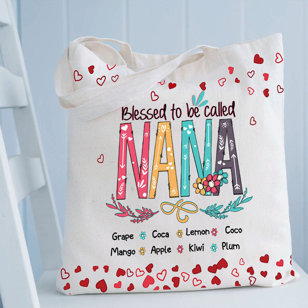 Personalized Blessed To Be Called Mom Grandma Tote Bag, Gift For Mother's Day JonxiFon